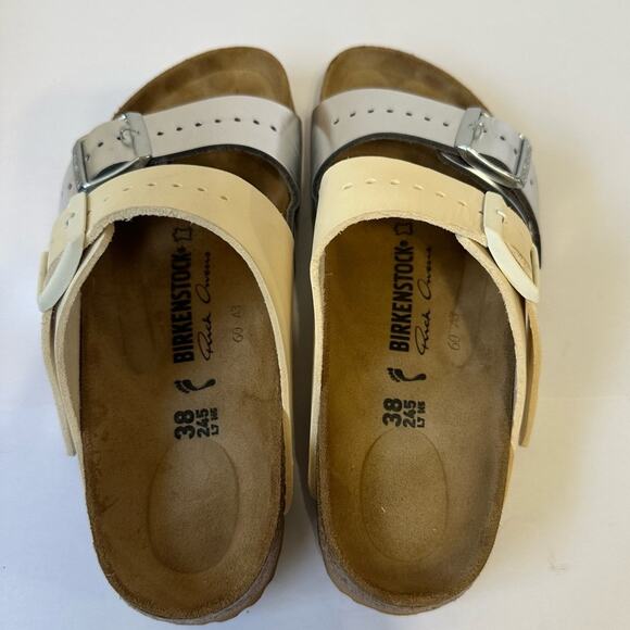 Birkenstock x Rick Owens Arizona Leather Slides Sandal EU 38 US 7 Milk / Silver - Picture 10 of 13